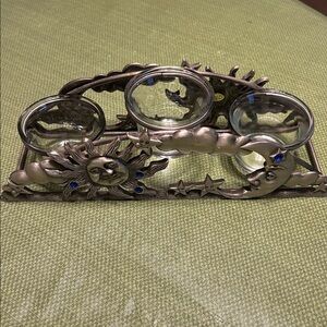 Pewter Celestial Sun and Moon Candle Holder with Glass Cups (3)